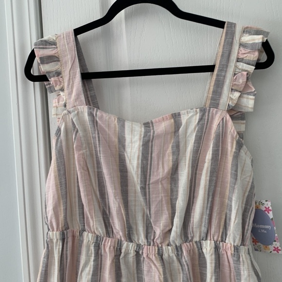 Madison Grey Striped Ruffle Dress cotton‎ summer Sunday size XL boho - Picture 7 of 15